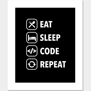 Eat sleep code repeat Posters and Art